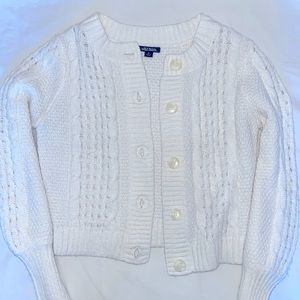 White cropped knitted Cardigan | XS